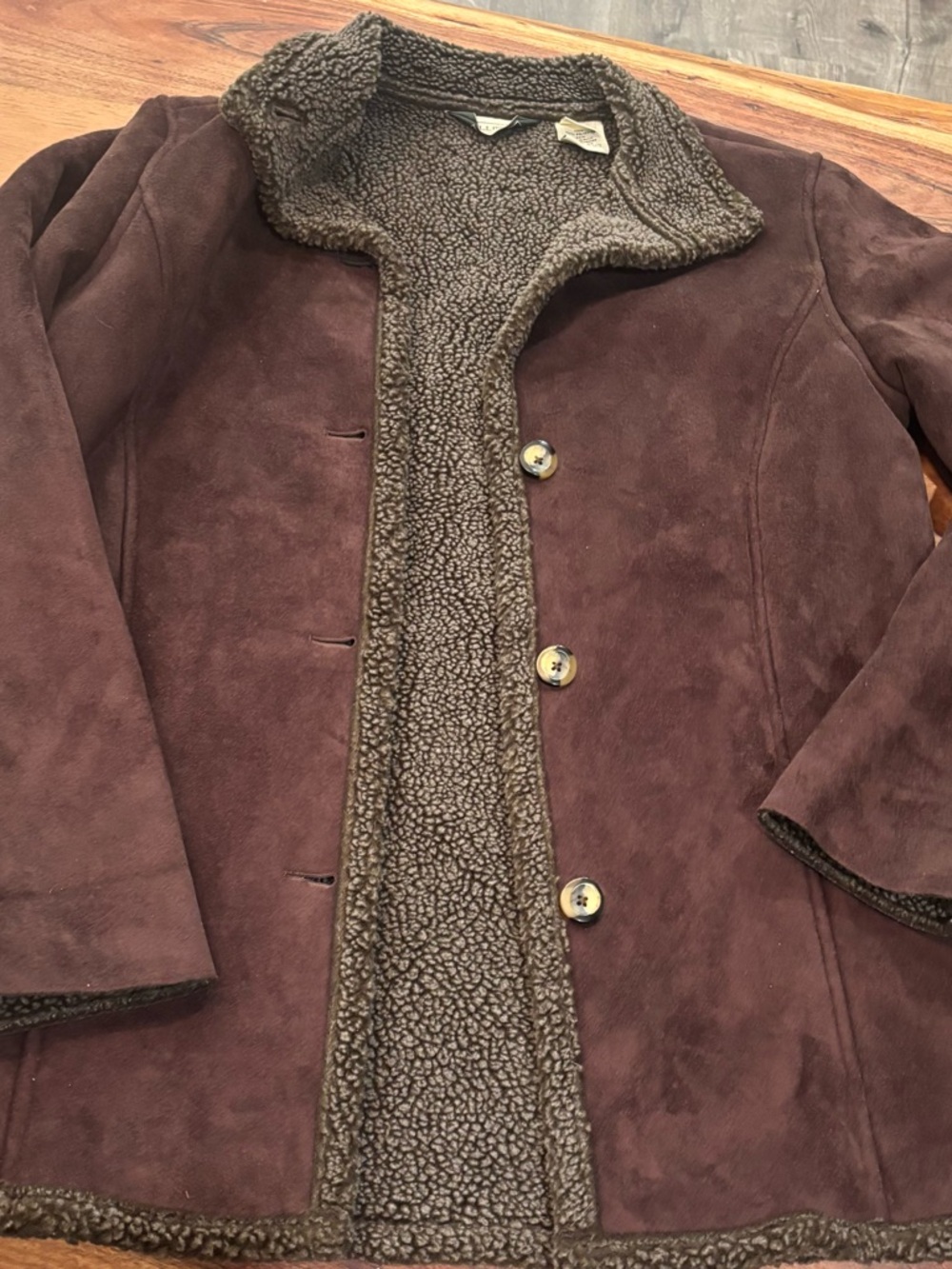 L.L. Bean Women's Faux-Shearling Jacket - Brown VINTAGE